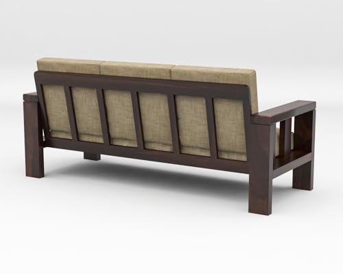 Image of Sheesham Wooden 7 Seater Sofa Set for Living Room | Solid Wood Sofa | Rosewood Sofa Set for Home & Office | Lounge (Walnut, 7 Seater)