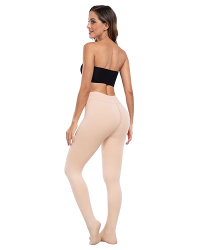 Image of ATHVOTAR Fleece Lined Winter Tights Women - Thermal Warm Opaque Pantyhose Thick Sheer Leggings Solid Skin Medium /Large