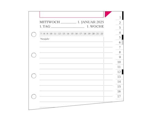 HelfRecht Tagespläne 2026, waagerechte Zeitleiste/Nachfüllsatz/Nachfüllinlay/Satz für ein Jahr