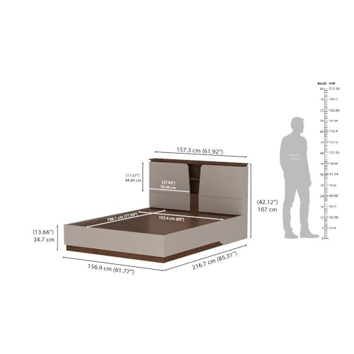 Image of Wakefit Bed | 3 Yr Warranty | Bed Queen Size, Comes with Hydraulic Storage, Noise-Free, Density: 680-750 kg /m, Termite & Borer Resistant, Fits Mattresses Up to 8 inches (Kora 78x60- Columbian Walnut)