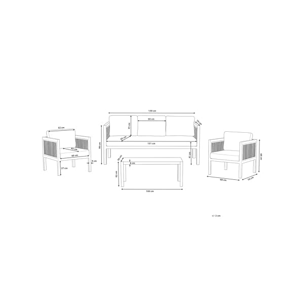Beliani Gartenlounge Borello 5-Sitzer Weiß & Beige