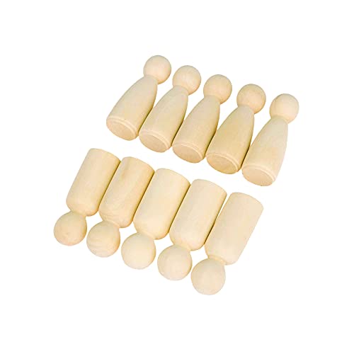 DIMENXONG 10 unids 65 mm artesanías de Madera sin terminar Hembra/Masculino muñecas de Madera muñecas Figuras Madera Bricolaje Arte artesanía Pintura Juguetes Boda casa decoración Cover