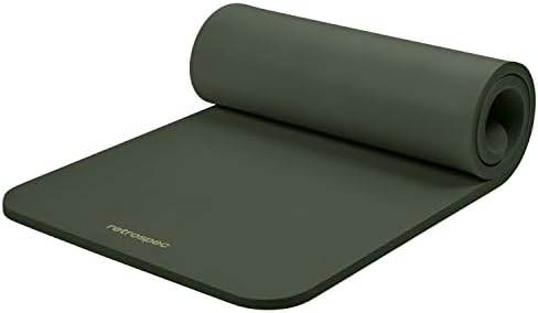 Retrospec Solana Yoga Mat 1" Thick w/Nylon Strap for Men & Women - Non Slip Exercise Mat for Home Yoga, Pilates, Stretching, Floor & Fitness Workouts - Wild Spruce