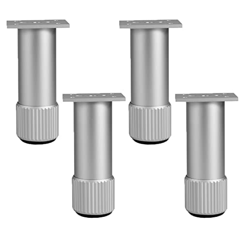 4 patas ajustables de aluminio para muebles, elegantes patas redondas para escritorio, muebles de cama, muebles de TV, 12 cm de altura, incluye tornillos resistentes y