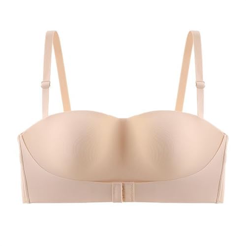 Soutien-gorge sans bretelles en maille satinée jaune clair texturée - Finition premium