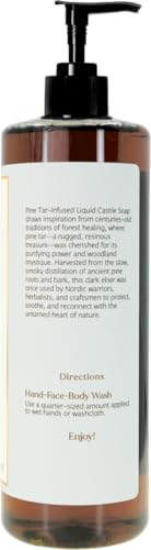 Image of Claya Pine Tar Liquid Castile Soap - Organic Ingredients, Biodegradable, Gentle for Sensitive Skin and Versatile Use (16 fl oz (Pump Cap))