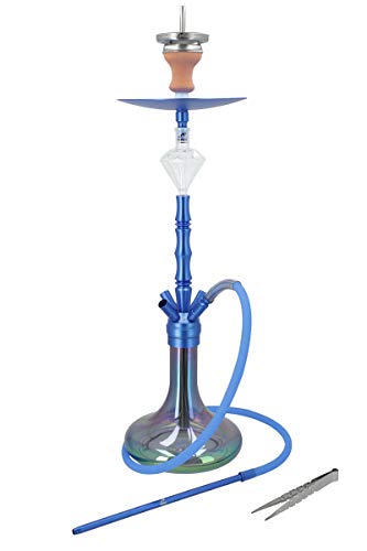 Smokezilla® MINYA Aluminium Rainbow Shisha mit 4 Adaptern | Mit Regenbogen Bowl ! (Blau Rainbow)