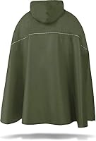 normani Unisex Regenponcho - Wind und Wasserdicht mit Bauchtasche, 3M Reflektoren und seitlichen Eingriffen Oliv XXL-3XL – Ansicht 3