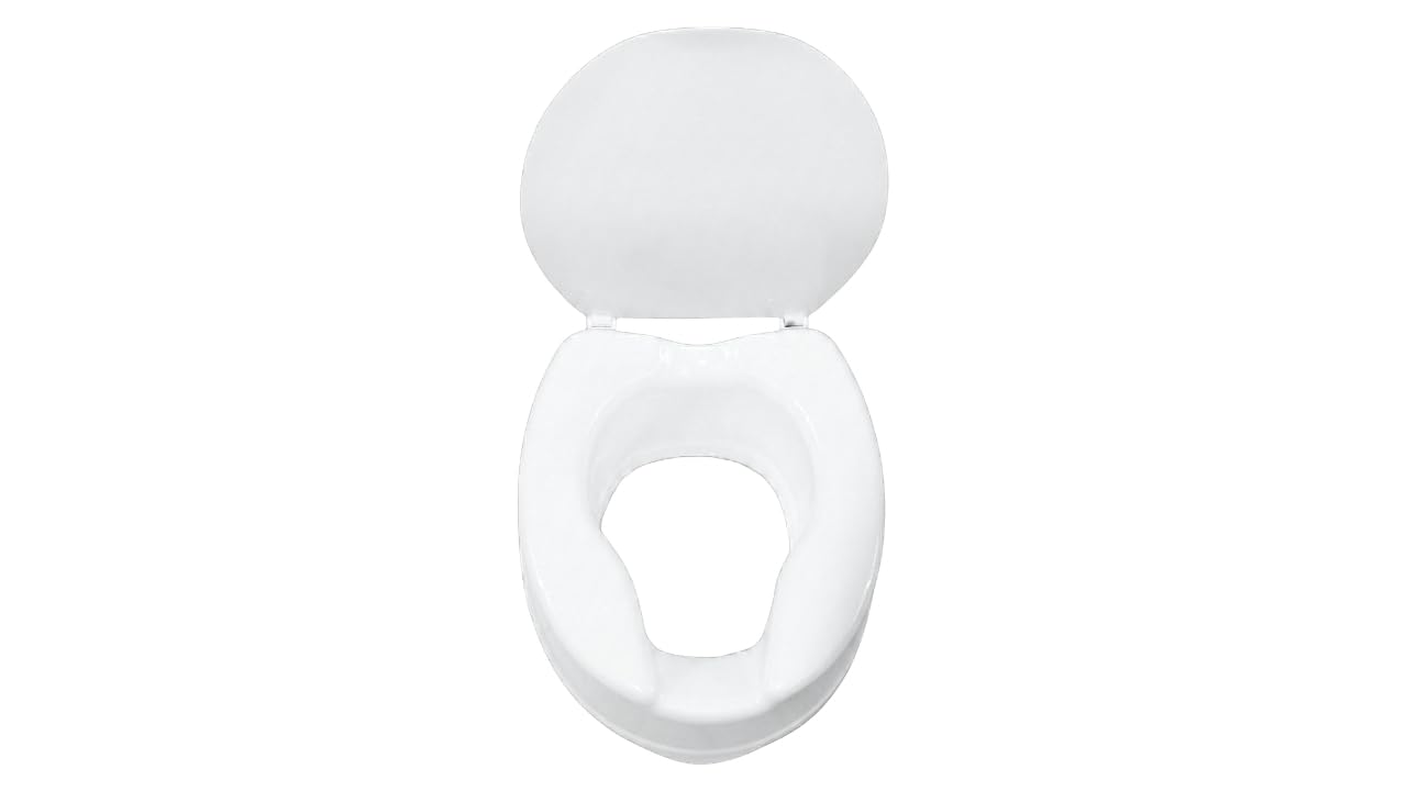 Ausilium Rialzo WC per Adulti e Anziani con Coperchio - Alzawater 15 cm - Sedile WC Rialzato per Disabili e Persone con Mobilità Ridotta - Montaggio Rapido e Facile Pulizia