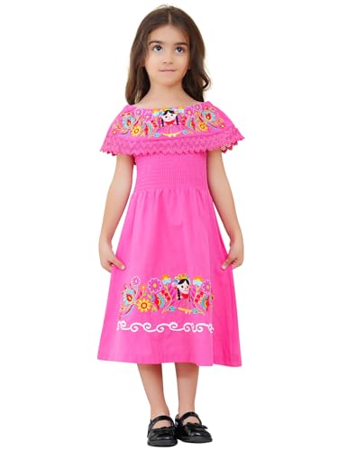 Image of Mexican Dress for Girls Traditional Vestidos Mexicanos Cinco de Mayo Embroidered Dresser Toddler Kids