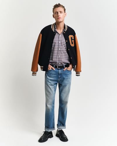 Gant Para Homem. 3250002 Camisa CláSsica De Xadrez Poplin Regular Fit Branco, Marinho (M), Casual, AlgodãO, Manga Comprida - 5