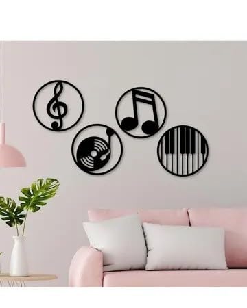 Image of Elegant Wooden Wall Adhesive Art Music Art Modern Peel & Stick Decor for Living Room, Bedroom & Office 40