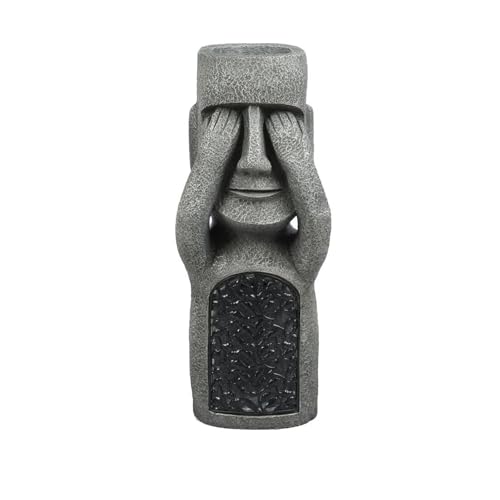 Whbbbj Easter Island Head Sculpture, Moai Statue Planter, Moai Solar Lights Outdoor Statue, Small Flower Pots for Courtyard Gardens Terrace (Eyes)