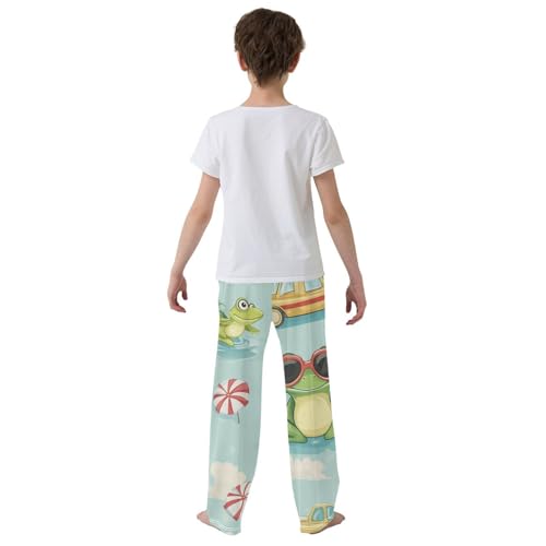ZZXXB Frog Tropical Palm Tree Boys Long Pants Soft Trousers Elastic Waist Kids Lounge Bottoms with Pockets S-XL3