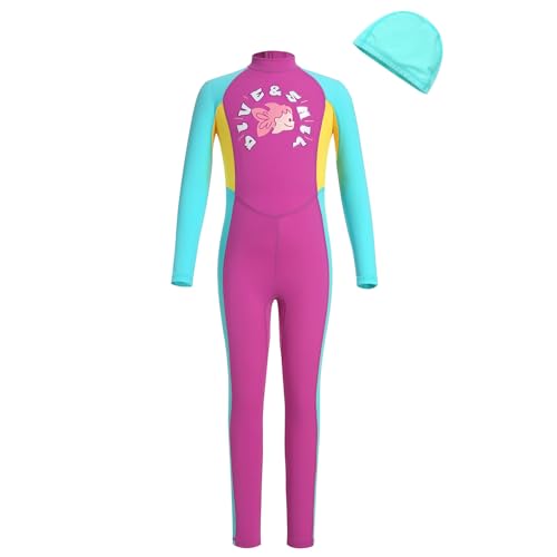 OBEEIIOBEEII Kids Full Body Swimsuit Boys Girls Long Sleeve Rash Guard Swimwear One Piece Bathing Suit Surfing Suit