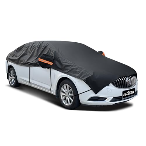 Car Half Cover for Compact Sedan, Waterproof Snow Car Cover