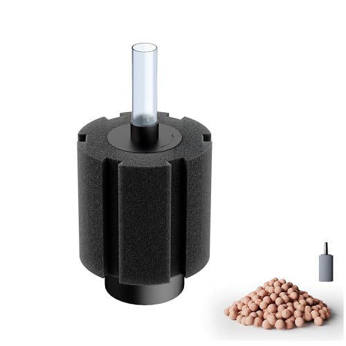 Image of Aquarium Sponge Filter with Ceramic Media and Bubble Diffuser Ultra Quiet Fish Tank Filters fit Breeding Fry Betta Shrimp Fish Tank