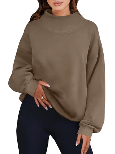 Image of ANRABESS Womens Oversized Sweatshirts Mock Neck Pullover