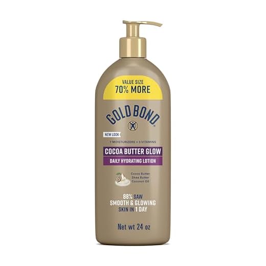 Gold Bond Cocoa Butter Glow Daily Hydrating Lotion with Cocoa Shea Butter & Coconut Oil, Exfoliating and Moisturizing Lotion for Dry Skin, 24 oz
