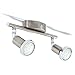 B.K.Licht plafonnier LED 2 spots orientables finition nickel matte, anneaux de finition chromés, ampoule LED 2,9W GU10 incl, 260 Lm, lumière blanche chaude 3000K