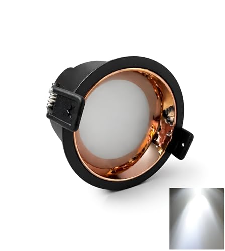 Image of FILLISKA Recessed LED Downlight with Luxurious MattBlack & Rosegold Finish (1, Cool White (6500k), 6, Watts)(2 Years Warranty)