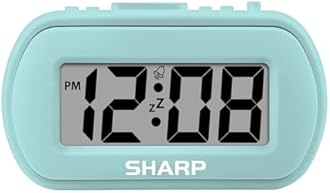 Sharp Digital Alarm Clock – Tactile Case with Soft Rubberized Finish - Battery Operated – Blue Backlight on Demand – Ascending Alarm – Easy to Use - Mint
