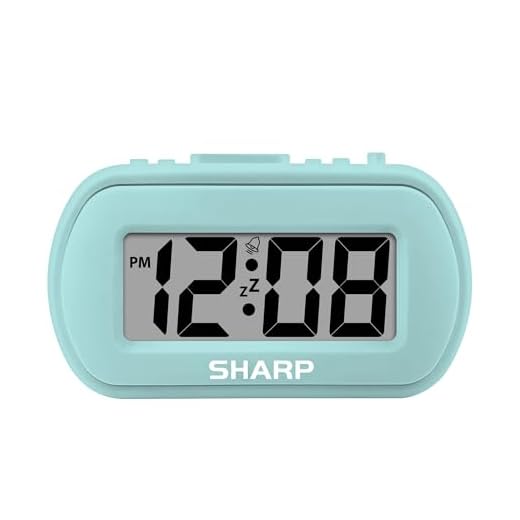 Sharp Digital Alarm Clock – Tactile Case with Soft Rubberized Finish - Battery Operated – Blue Backlight on Demand – Ascending Alarm – Easy to Use - Mint