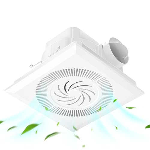 Hon&Guan Exaustor de banheiro, ventilador de ventilação de banheiro quadrado silencioso 111 CFM, 1.0