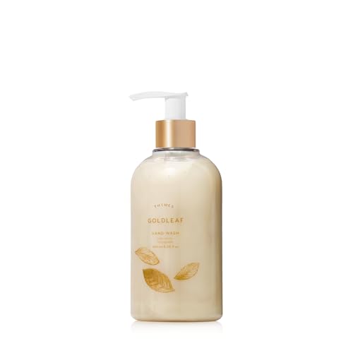 Thymes Moisturizing Hand Wash Soap with Pump - Luxury Hand Soap Gently Cleanses & Moisturizes - Skin Care with Glycerin & Jojoba - Heady Floral Fragrance (Goldleaf 8.25 oz)