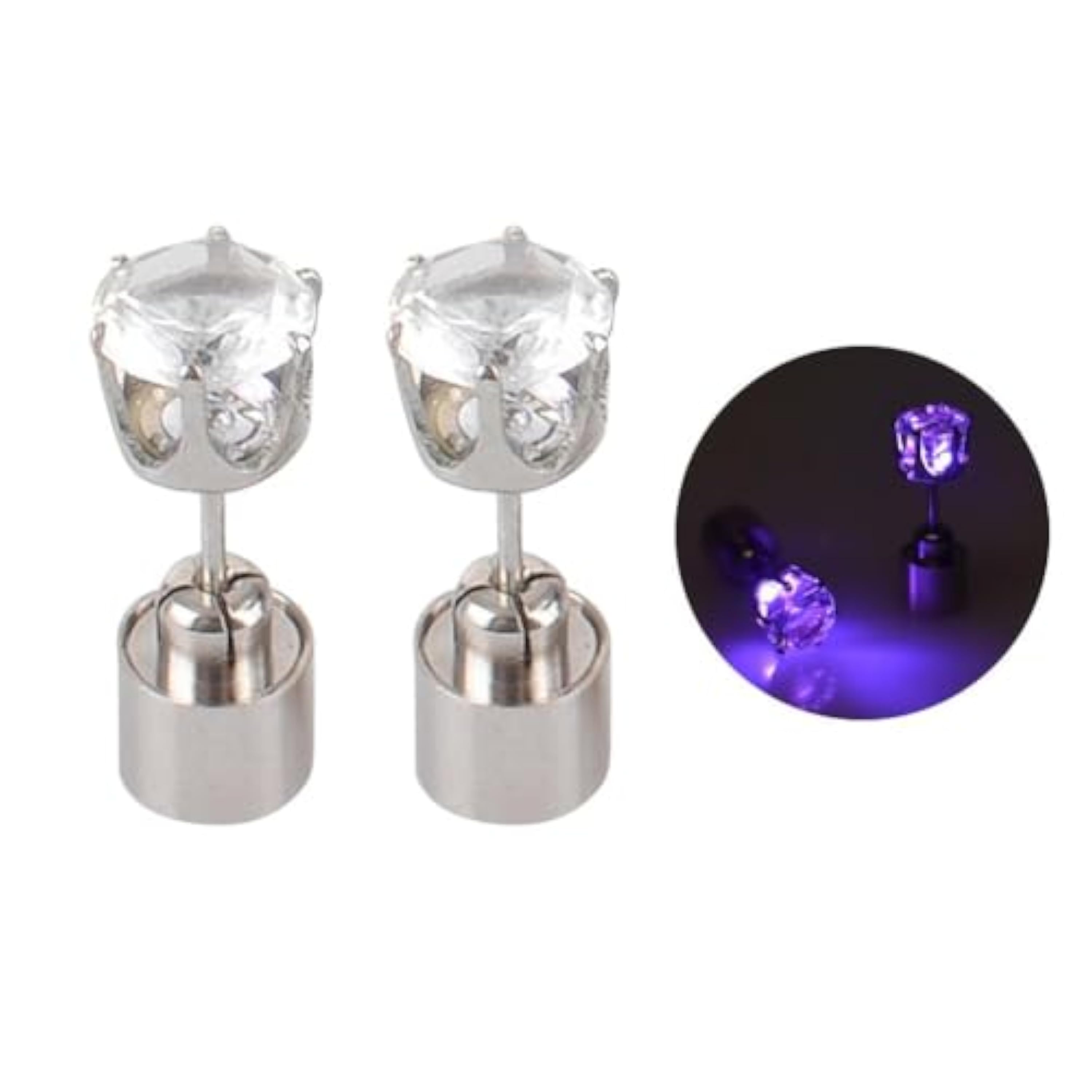 1 par de pendientes con luz LED intermitente, para decoración de fiestas de baile, accesorios populares, joyería de día festivo, 1 pair, Diamante de imitación