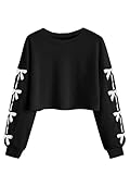 Haloumoning Girls Cute Bow Pinted Cropped Sweatshirt Kids Long Sleeve Crop Tops Fall Fashion Shirts