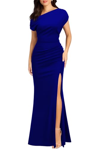 Image of WOOSEA Women's Elegant Sleeveless Off Shoulder Sexy Split Bodycon Long Formal Party Evening Dress