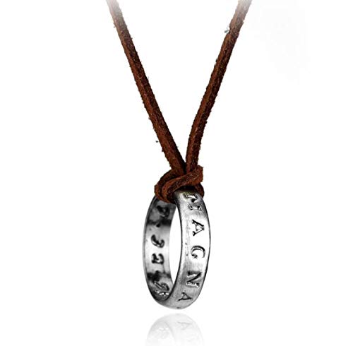 Unisex Uncharted 4 Nathan Drake's Ring Pendant Necklaces with Adjustable Leather Cord Chain,13''-18''