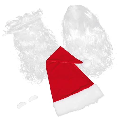 Outanaya 4個リアルな白ひげ ウィッグ サンタコスプレ 点 サンタ帽子 眉毛付き クリスマスパーティー用 男女兼用