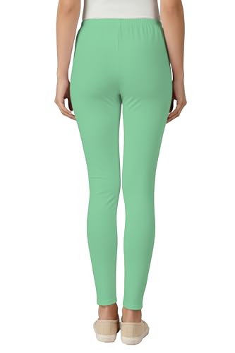 Image of Women's Cotton Lycra Ankle Length Leggings | Regular Rise, Soft 4 Way Stretch Fabric | Casual & Ethnic Wear