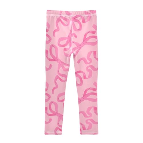 Pink Bow on Light Girls Leggings,Workout Leggings for Girls Toddler Athletic Leggings Size for 3-10T2
