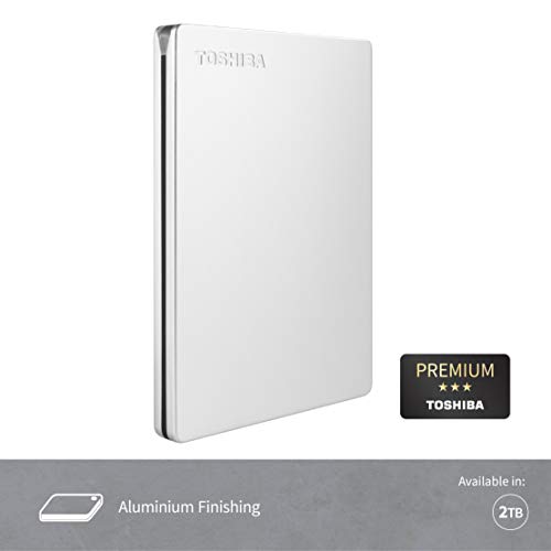 Image of Toshiba Canvio Slim 2TB Portable External HDD - USB 3.0 for PC Laptop Windows and Mac, 3 Years Warranty, External Hard Drive - Silver