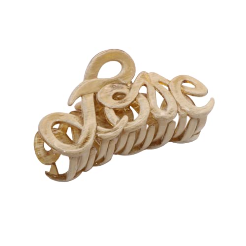 Parcelona French Love Medium 3" Celluloid Acetate Claw Clips Covered Spring Durable Fashion Hair Styling Clips Women Hair Accessories Girls Hair Clips, Made In France (Dusty Beige Brown) #TOP6