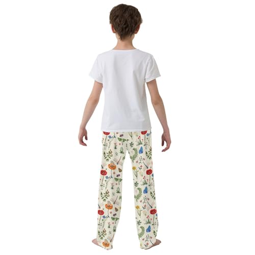 Dragonfly Wildflowers Boys Long Pants Soft Trousers Elastic Waist Kids Lounge Bottoms with Pockets S-XL3