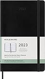 Moleskine Agenda Hebdomadaire 2023, Agenda Semainier 12 Mois Avec Mise En Page Horizontale, Agenda Hebdomadaire Horizontal, Couverture Souple, Grand Format 13 X 21 Cm, Couleur Noir