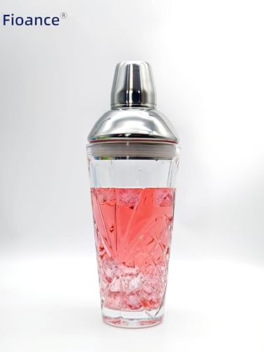 Crystal Glass Cocktail & Vintage Shaker W/Cut Design, 18.5oz Jumbo Vol,Exquisite Martini Shaker for Mixology, Barware,Tableware,Kitchware, Holiday, Christmas, Father's Day,Matcha&Espresso Funny Drink - Image 5
