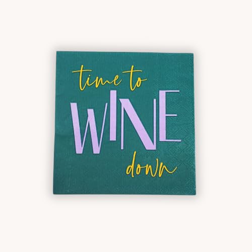 Image of Punch Studio 30-Count Disposable Paper Decorative Cake /Cocktail Party Napkins, 5 inch Square, Wine Down