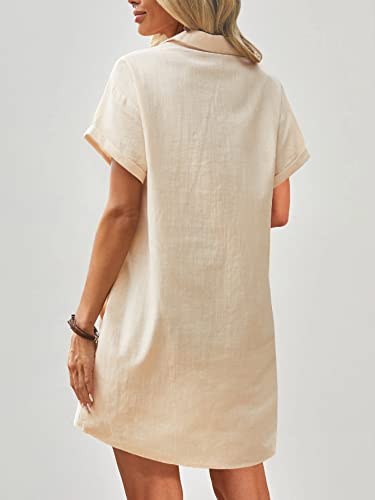 Image of Zeagoo Womens Cotton Shirt Dress Summer Casual Short Sleeve Button Down Beach Cover Up Shirts with Pockets