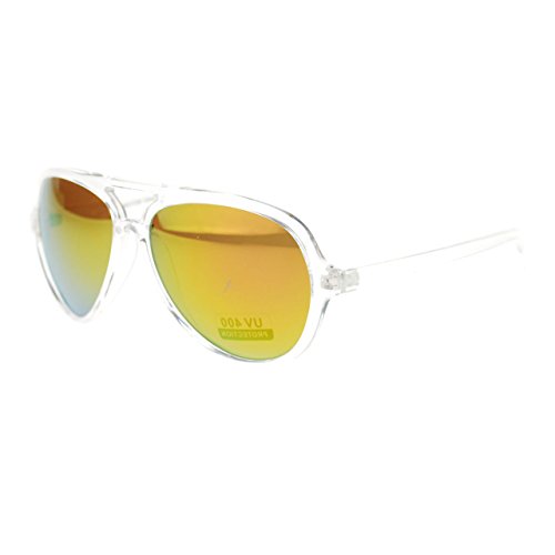 JuicyOrange Plastic Aviator Sunglasses Clear Frame Multicolor Mirror Lens3