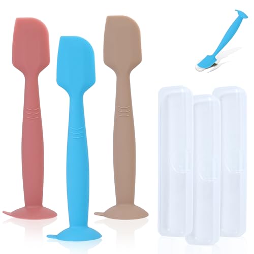 Image of babove Baby Diaper Cream Spatula Applicator 3 Pack(with 3 Travel Case), Butt Paste Spatula Soft Silicone,Diaper Rash Cream Applicator, Baby Essentials Must Haves Newborn Stuff (Red Blue Khaki)