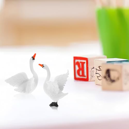 Vaguelly 4 Peças Estatuetas De Cisne Em Miniatura Resina Estátuas De Cisne Branco Micro Paisagem Ani