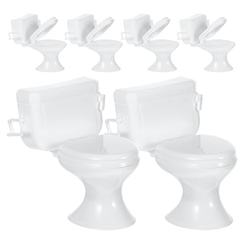 TOYANDONA 6pcs Dollhouse Toilets - Miniature Toilets Mini Toilet Cake Topper for Dollhouse Bathroom Furniture 1 12 Scale Cake Decorations (White)