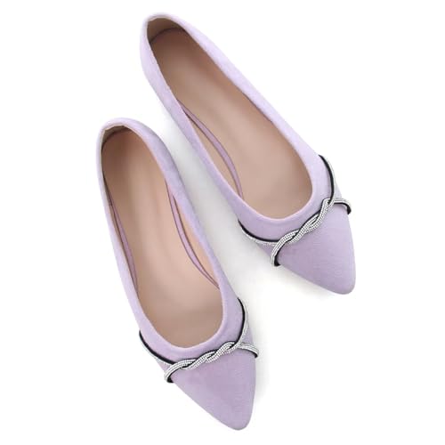 Image of TN TANGNEST Womens Casual Flats Chain Ballet Flats | Fashion Pointed Toe Rhinestone Flats, Comfort Slip On Dress Shoes for Business Work Office Wedding Party