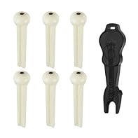 Package contents:You will receive 6 white bridge pins and an abs string starter, for most acoustic guitars and great replacements for your old or damage guitars. Product quality: Well made with great quality: The bridge pin is made of light plastic m...