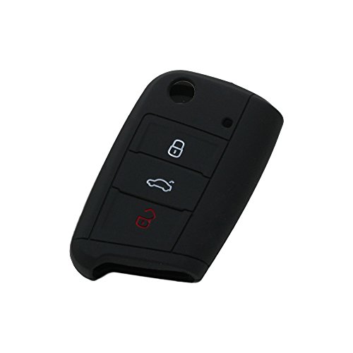 BROVACS Silicone Cover Protector Case Holder Skin Jacket Compatible with VOLKSWAGEN 3 Button Flip Remote Key Fob CV9803 Black